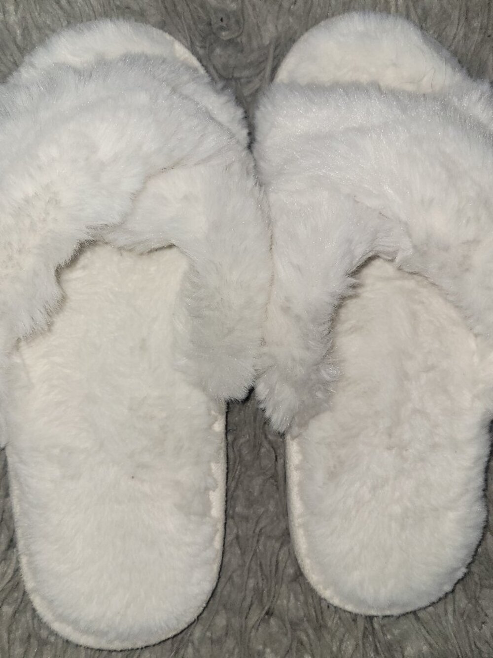White Furry Slippers
